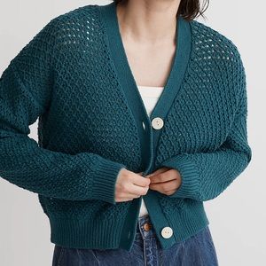 Madewell Open Stitch Cotton Crop Cardigan